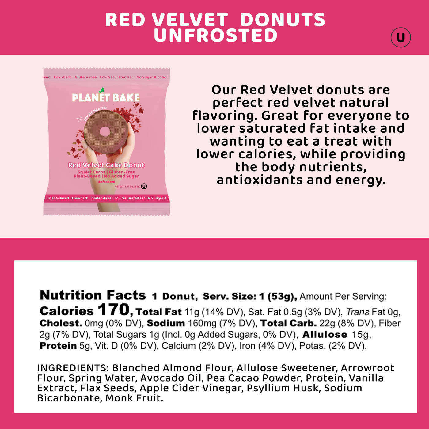 Unfrosted Red Velvet Donuts (8pack)