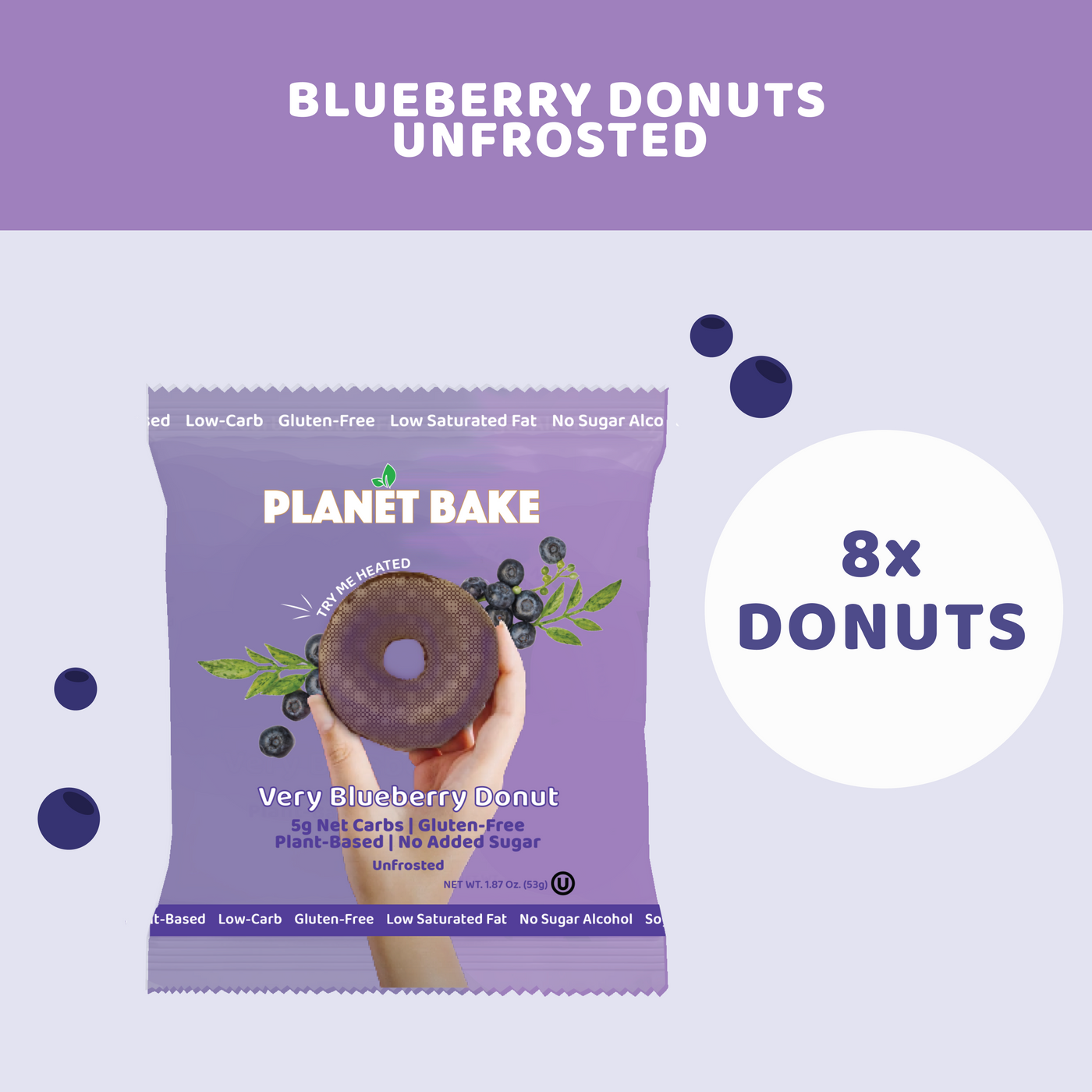 Unfrosted Blueberry Donuts (8pack)