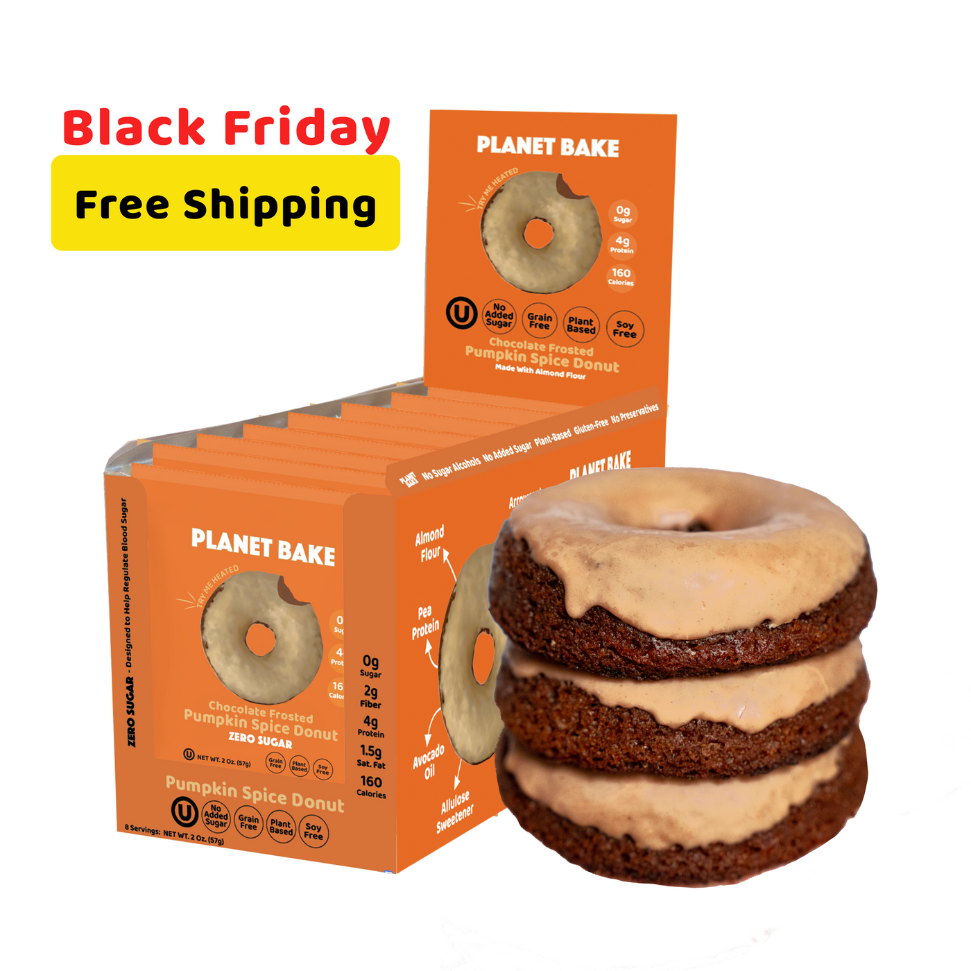 Frosted Chocolate Pumpkin Spice Donuts, 8pack